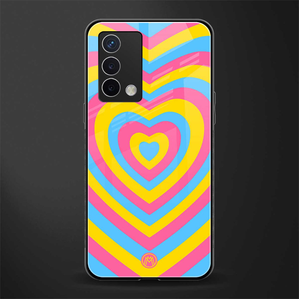y2k pink blue hearts aesthetic back phone cover | glass case for oppo a74 4g