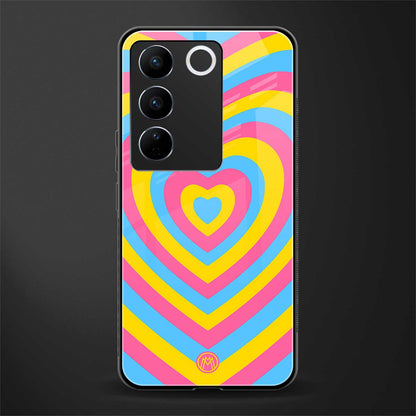 y2k pink blue hearts aesthetic back phone cover | glass case for vivo v27 pro 5g