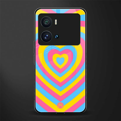y2k pink blue hearts aesthetic back phone cover | glass case for iQOO 9 Pro