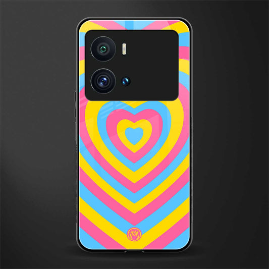 y2k pink blue hearts aesthetic back phone cover | glass case for iQOO 9 Pro
