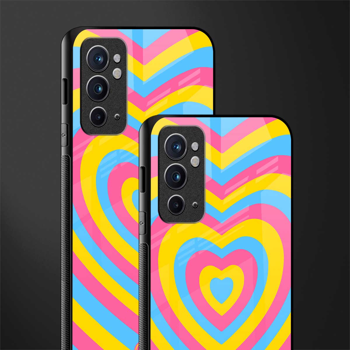 y2k pink blue hearts aesthetic glass case for oneplus 9rt image-2