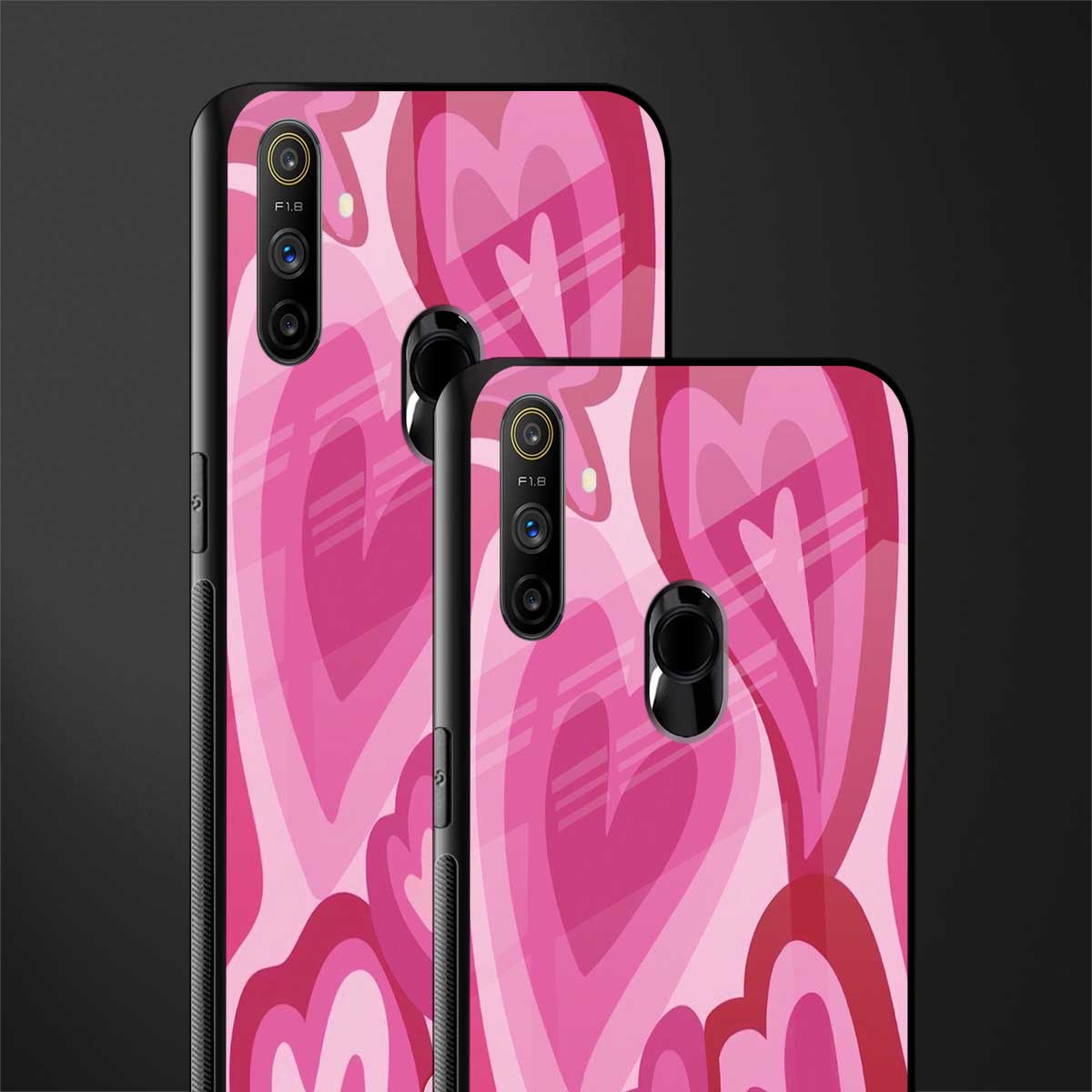 y2k pink hearts glass case for realme narzo 10a image-2