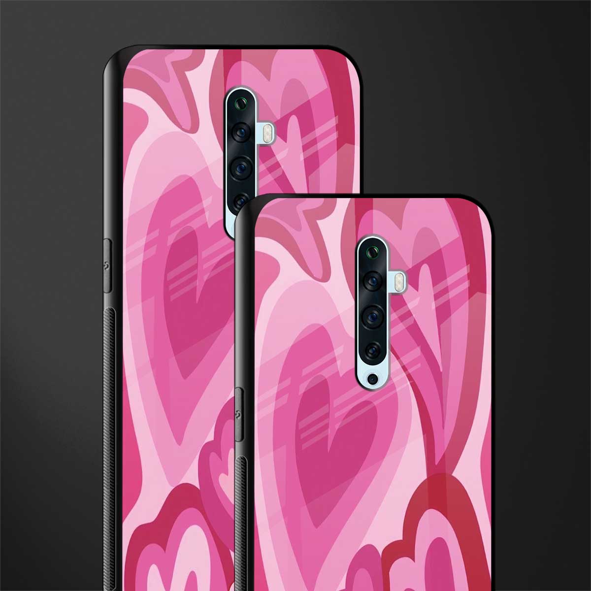y2k pink hearts glass case for oppo reno 2z image-2