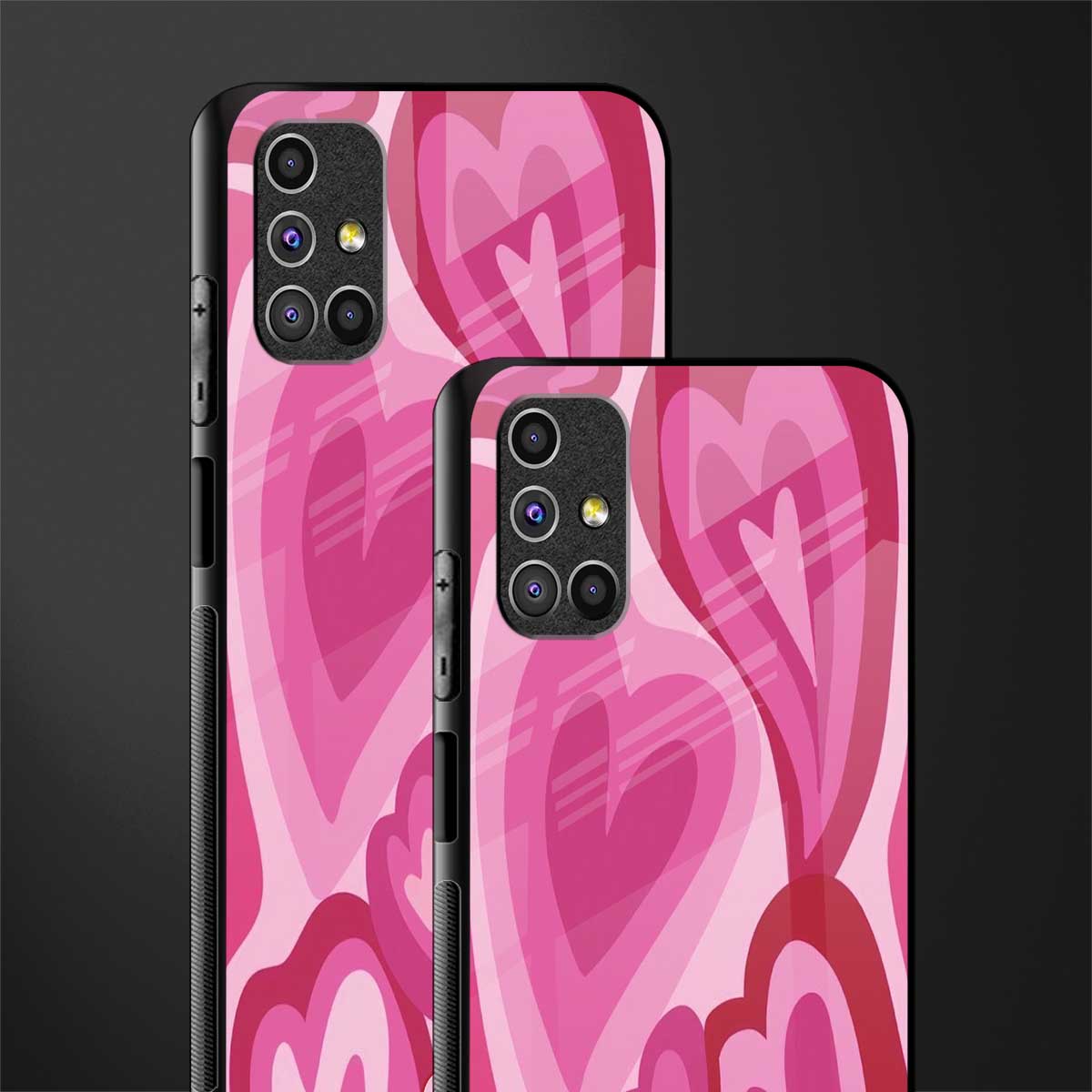 y2k pink hearts glass case for samsung galaxy m51 image-2