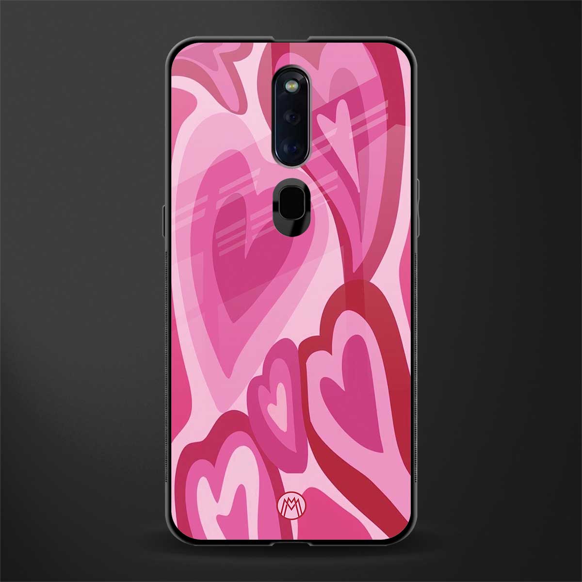y2k pink hearts glass case for oppo f11 pro image