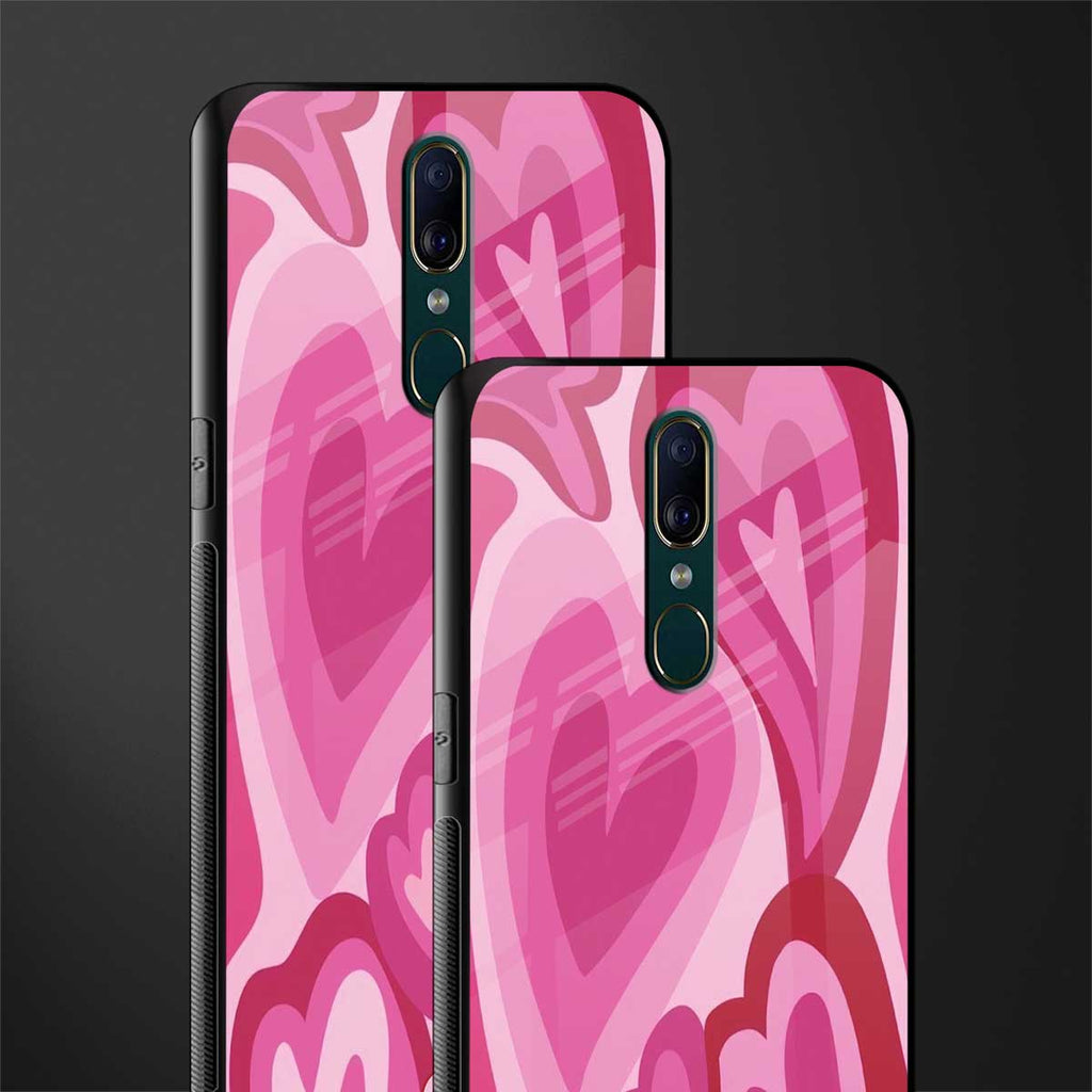 y2k pink hearts glass case for oppo a9 image-2