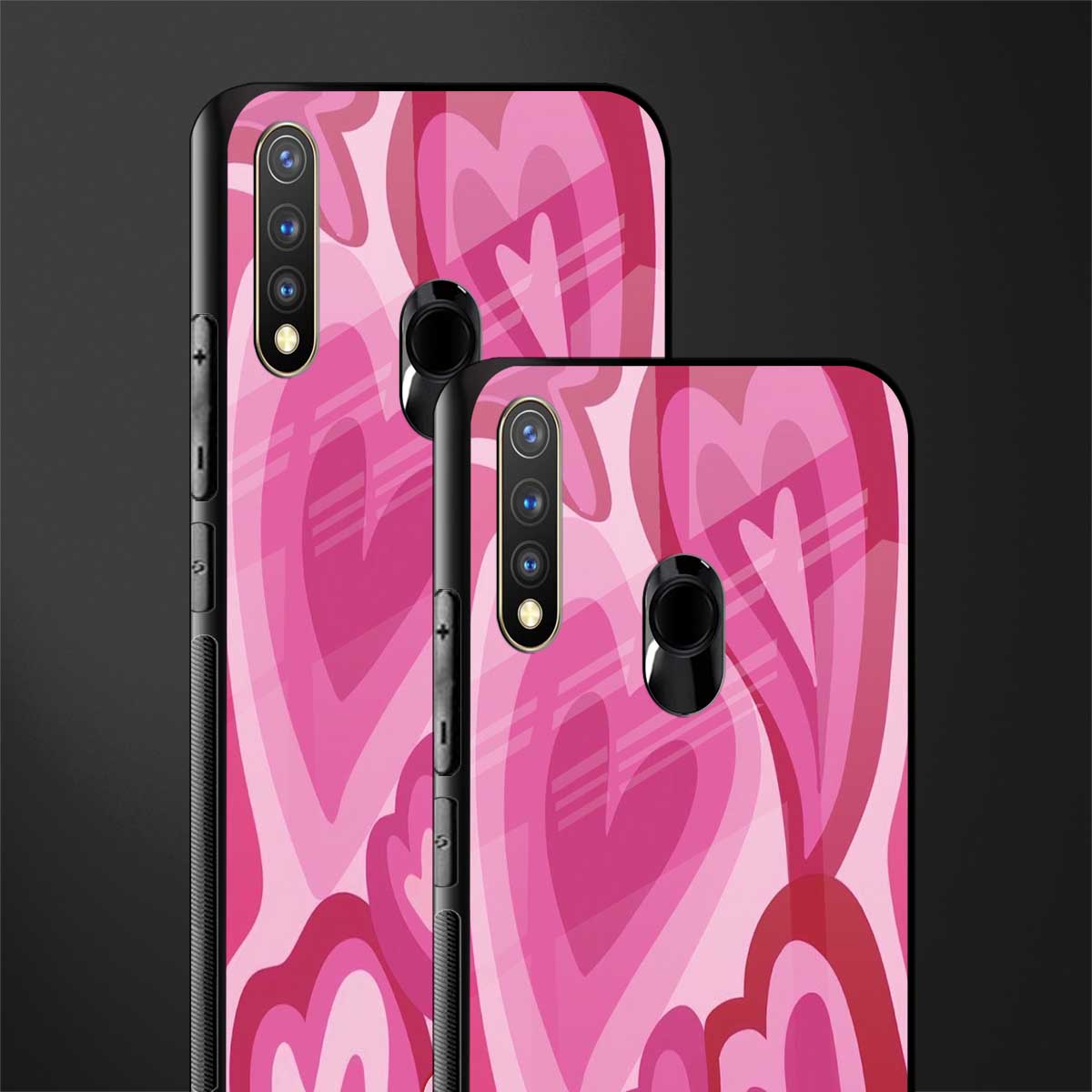 y2k pink hearts glass case for vivo y19 image-2