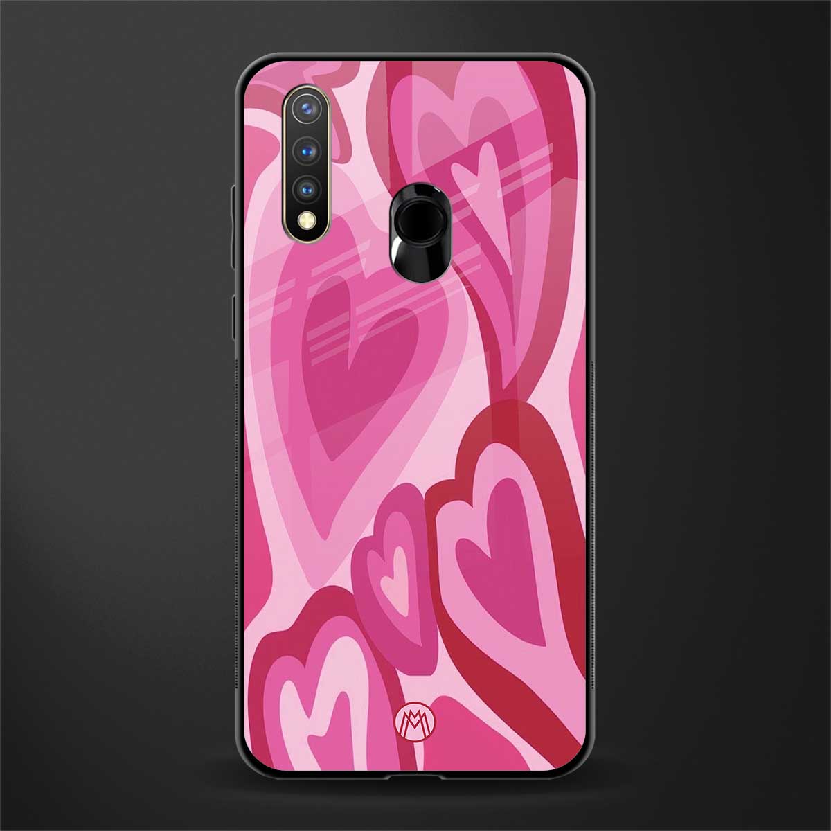y2k pink hearts glass case for vivo u20 image