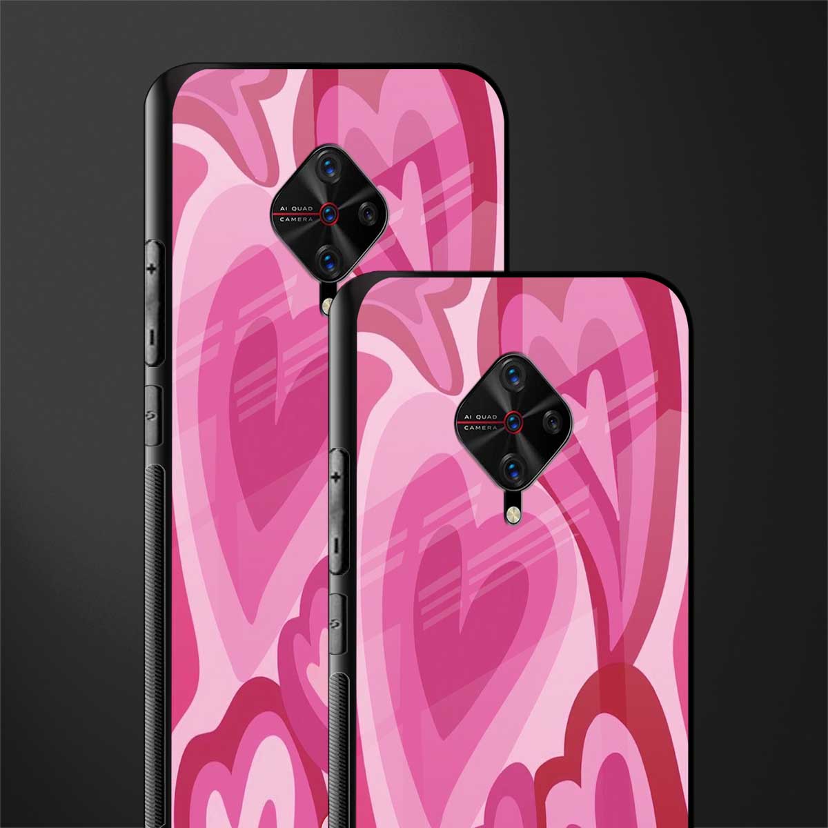 y2k pink hearts glass case for vivo s1 pro image-2