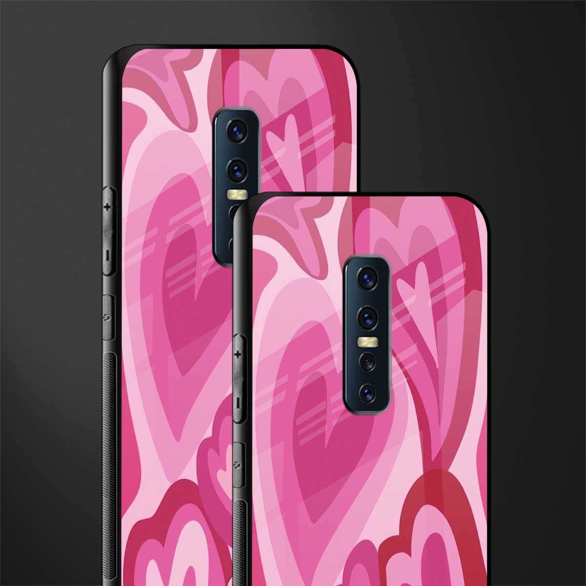y2k pink hearts glass case for vivo v17 pro image-2