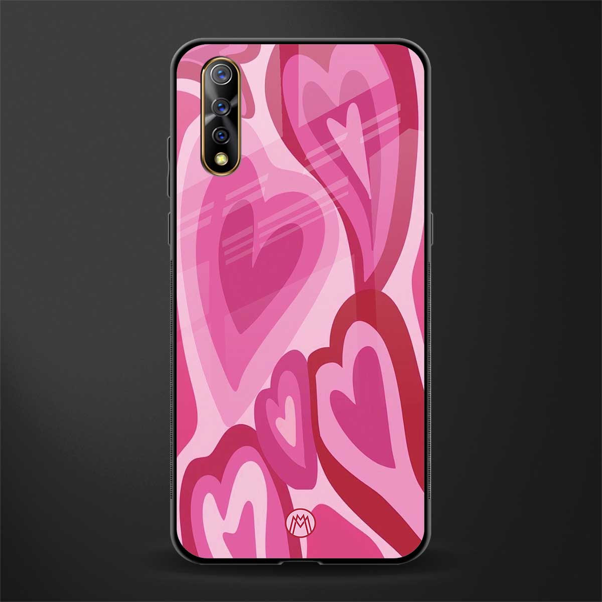 y2k pink hearts glass case for vivo s1 image