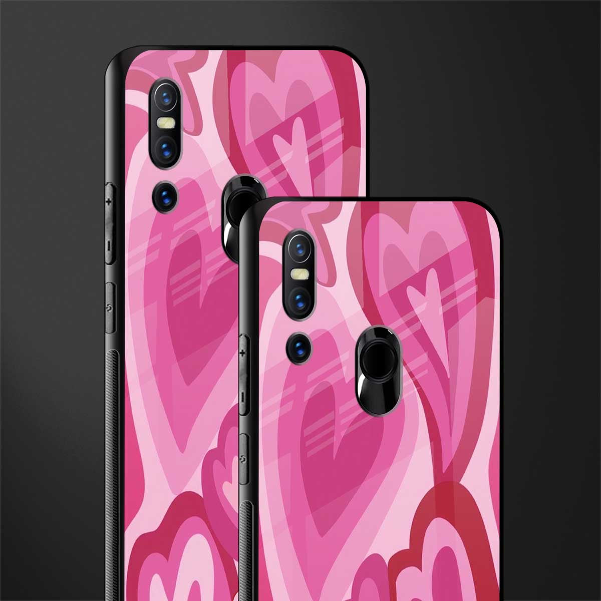 y2k pink hearts glass case for vivo v15 image-2