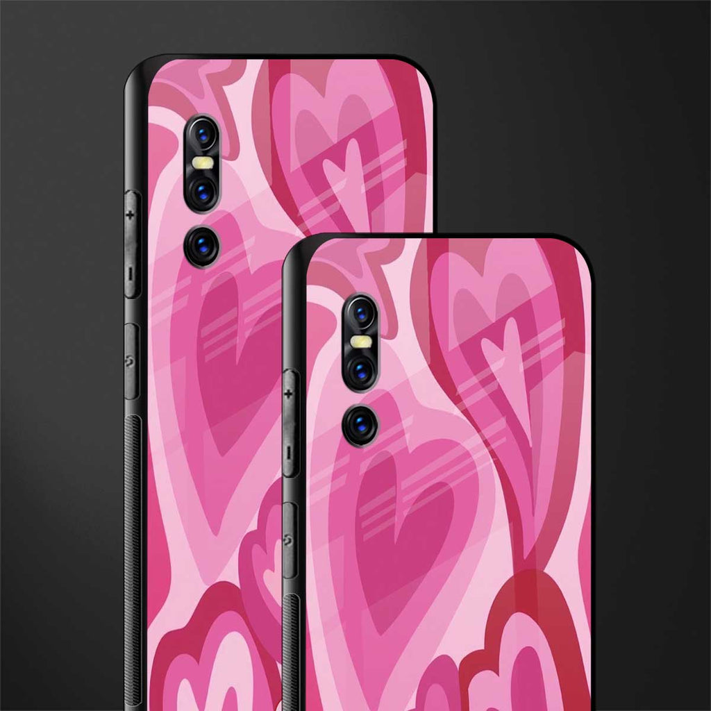 y2k pink hearts glass case for vivo v15 pro image-2