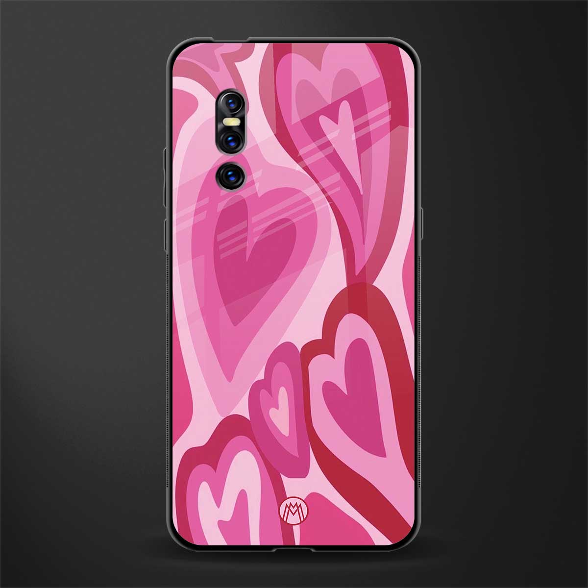 y2k pink hearts glass case for vivo v15 pro image