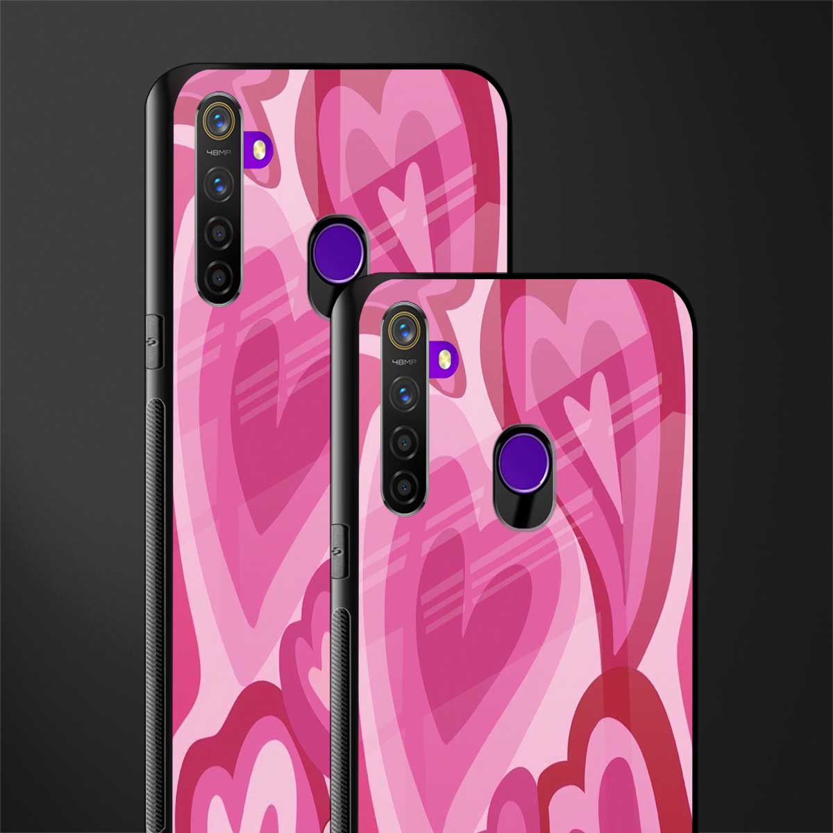 y2k pink hearts glass case for realme 5 pro image-2
