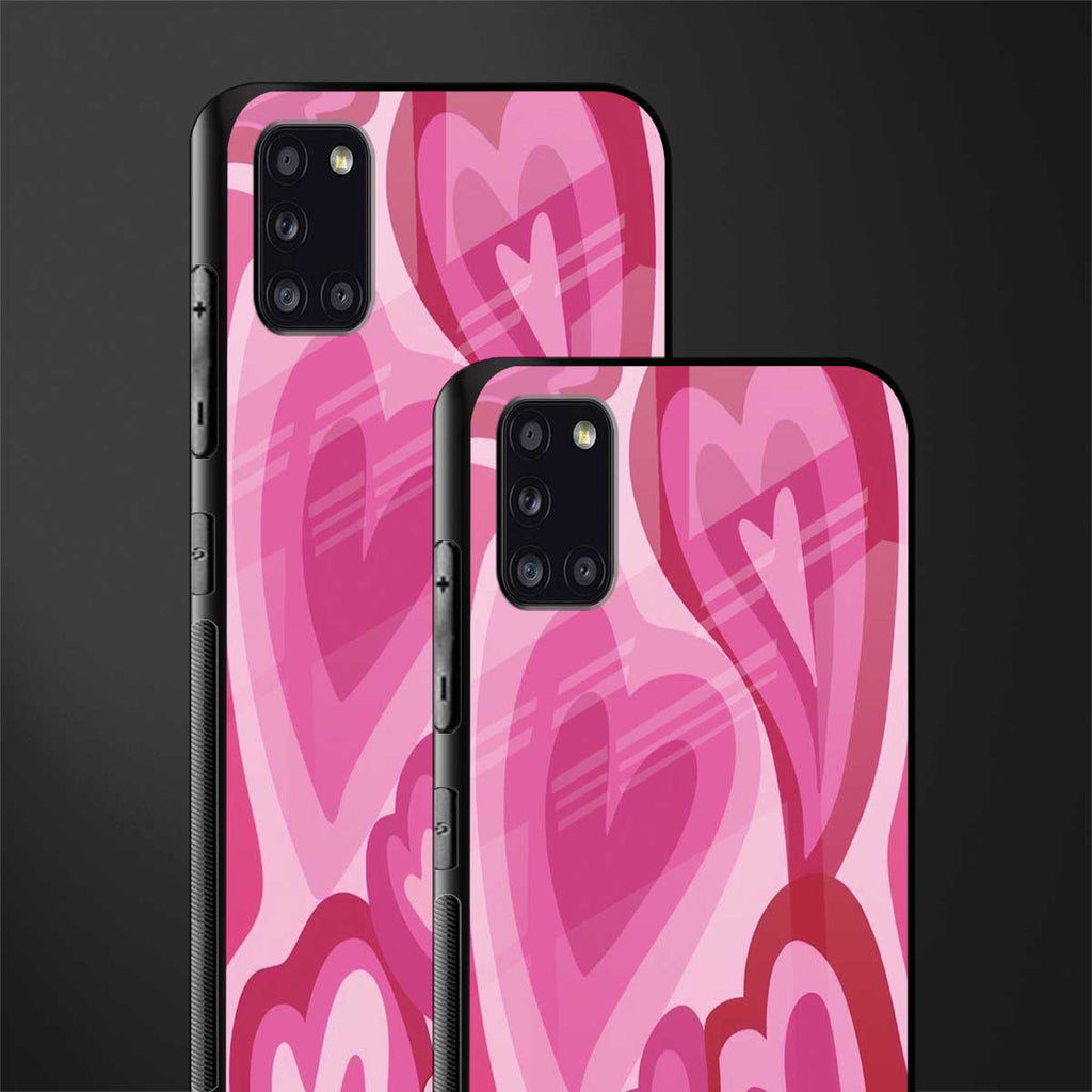 y2k pink hearts glass case for samsung galaxy a31 image-2