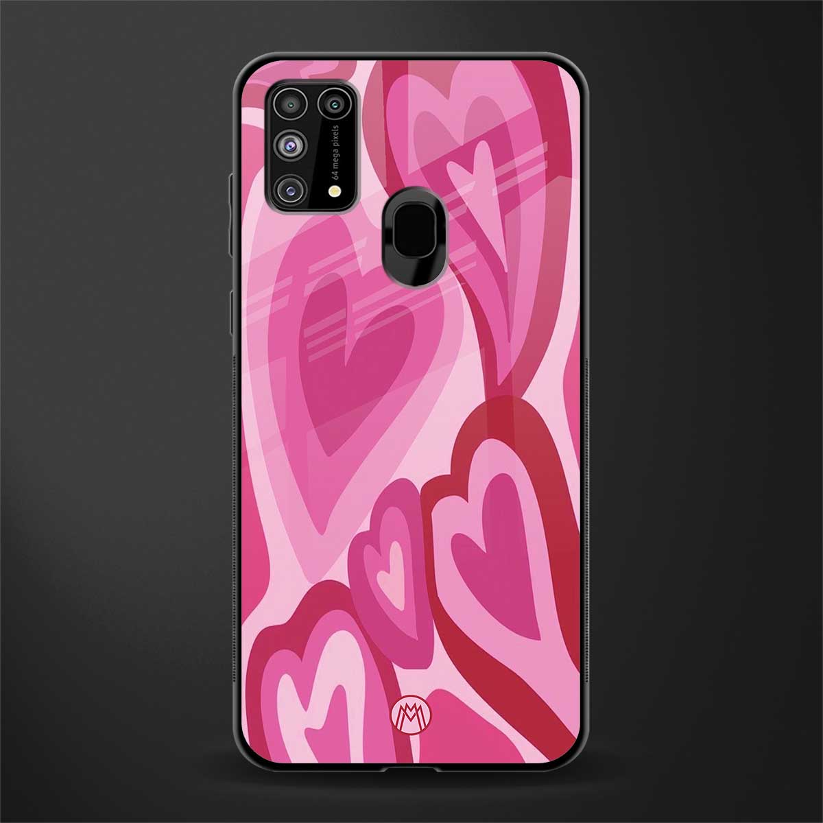 y2k pink hearts glass case for samsung galaxy m31 prime edition image