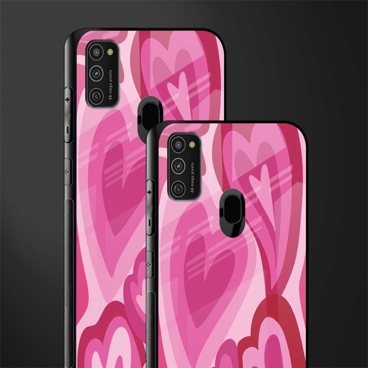 y2k pink hearts glass case for samsung galaxy m30s image-2