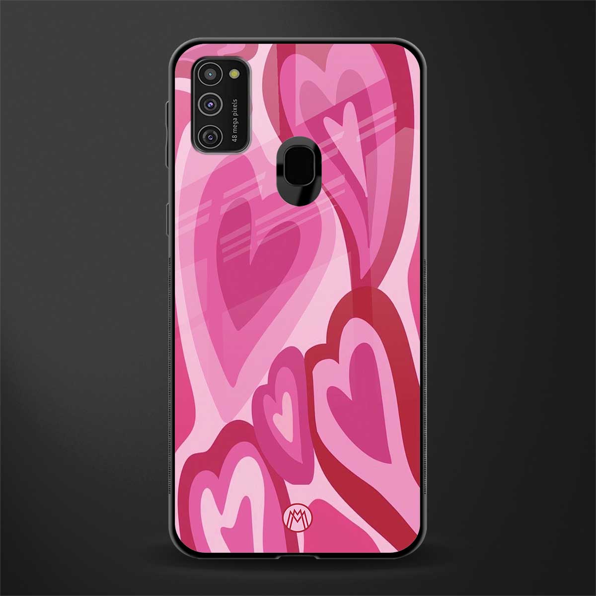 y2k pink hearts glass case for samsung galaxy m21 image