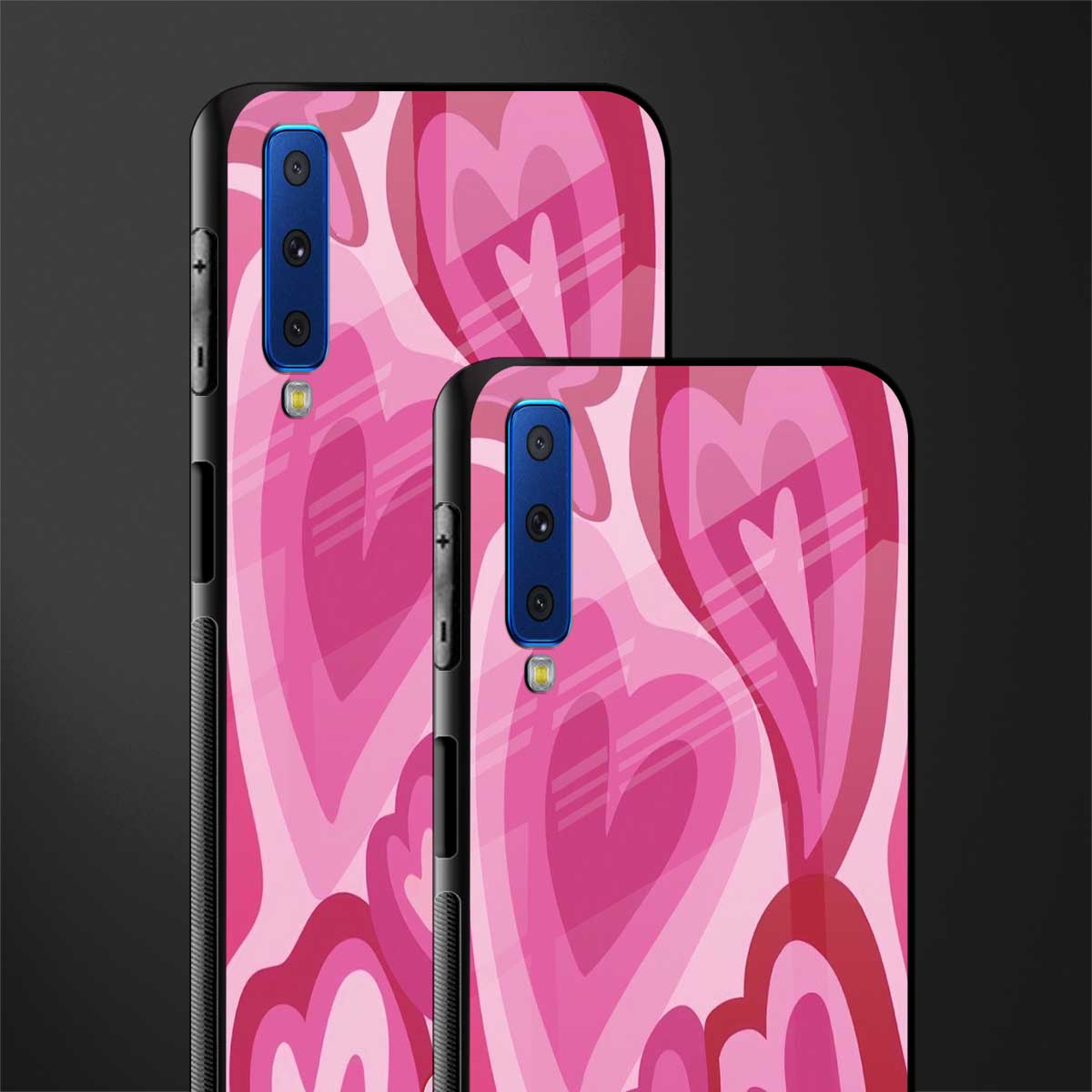 y2k pink hearts glass case for samsung galaxy a7 2018 image-2