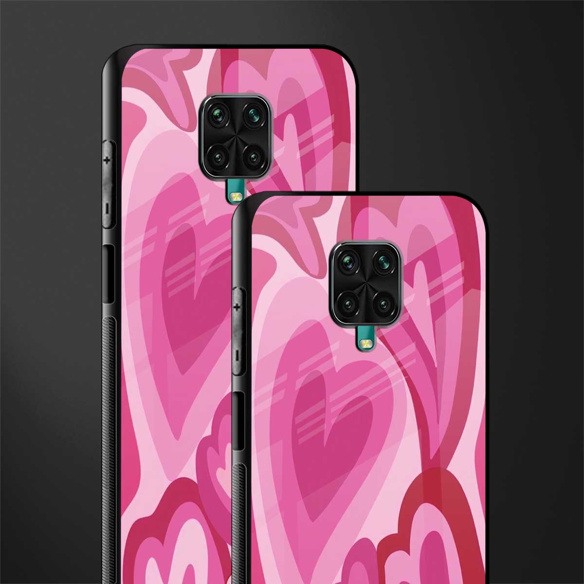 y2k pink hearts glass case for redmi note 9 pro image-2