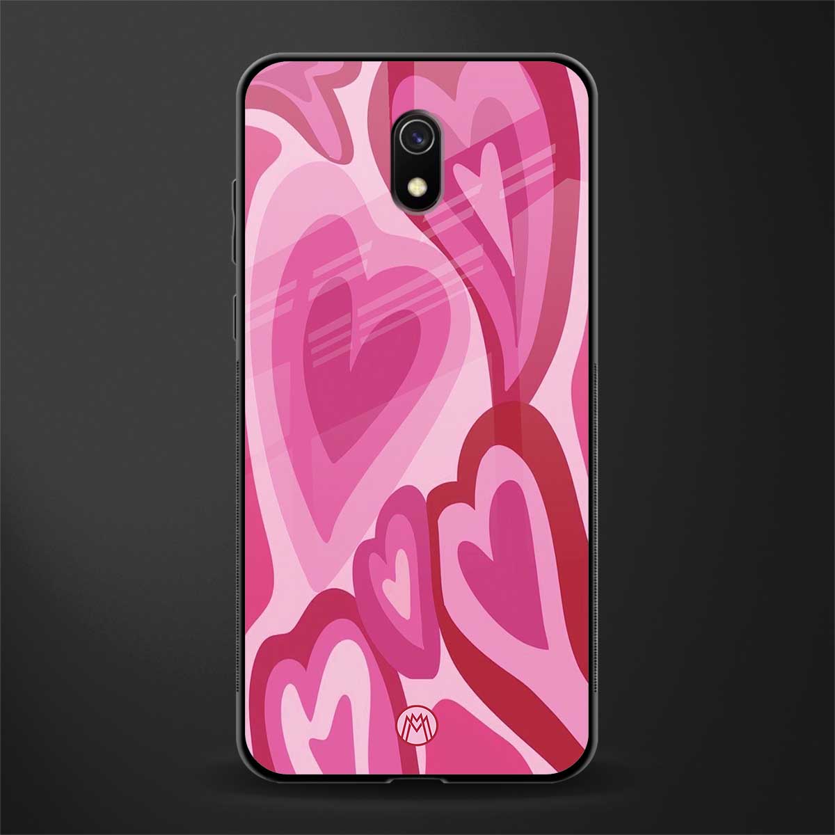 y2k pink hearts glass case for redmi 8a image