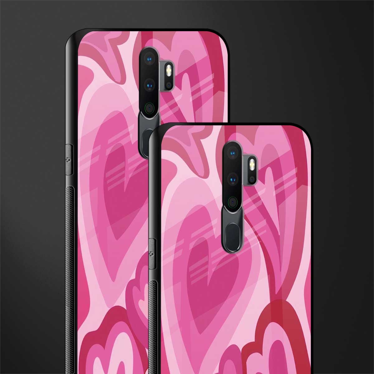 y2k pink hearts glass case for oppo a5 2020 image-2