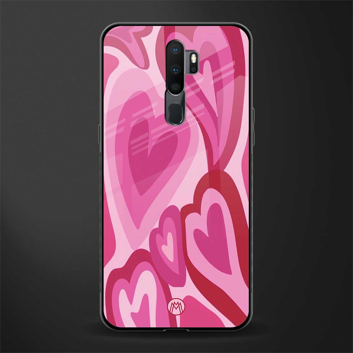y2k pink hearts glass case for oppo a9 2020 image