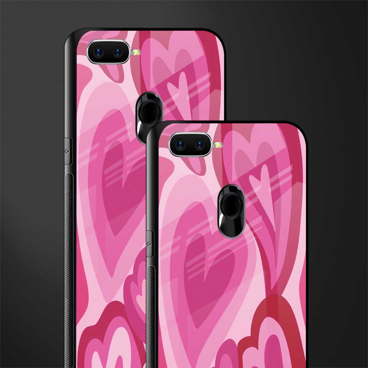 y2k pink hearts glass case for oppo a7 image-2