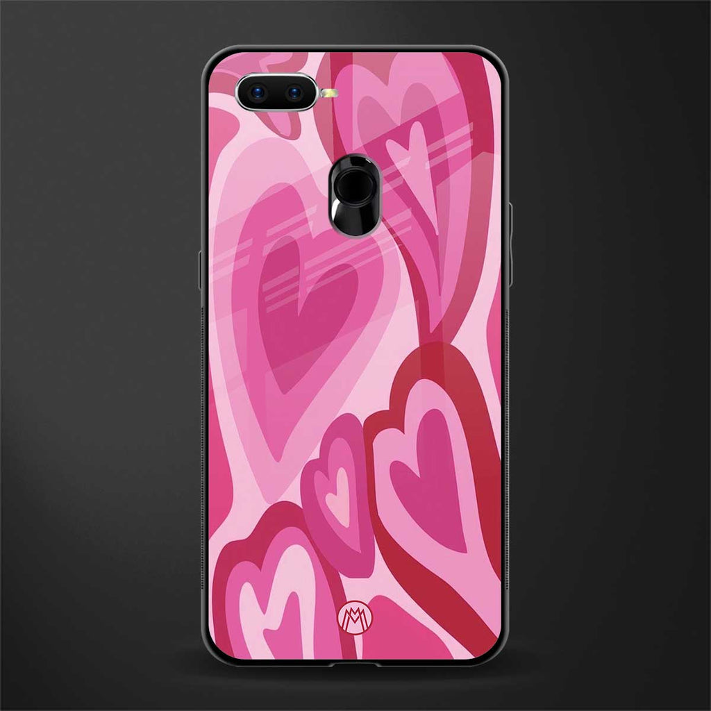 y2k pink hearts glass case for oppo a12 image