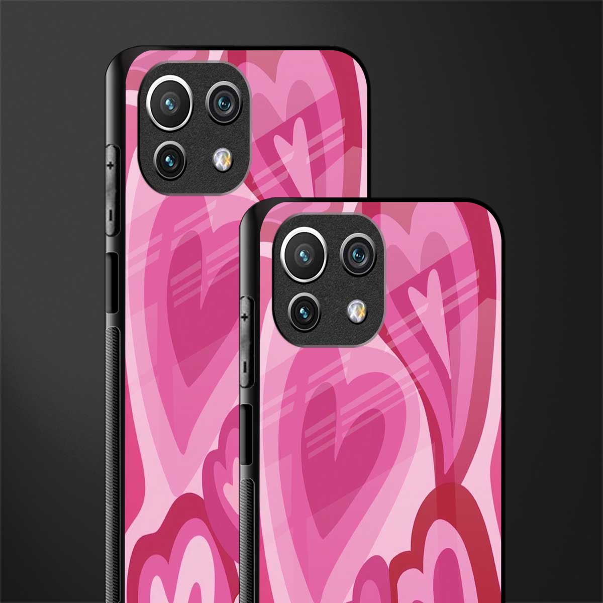 y2k pink hearts glass case for mi 11 lite image-2