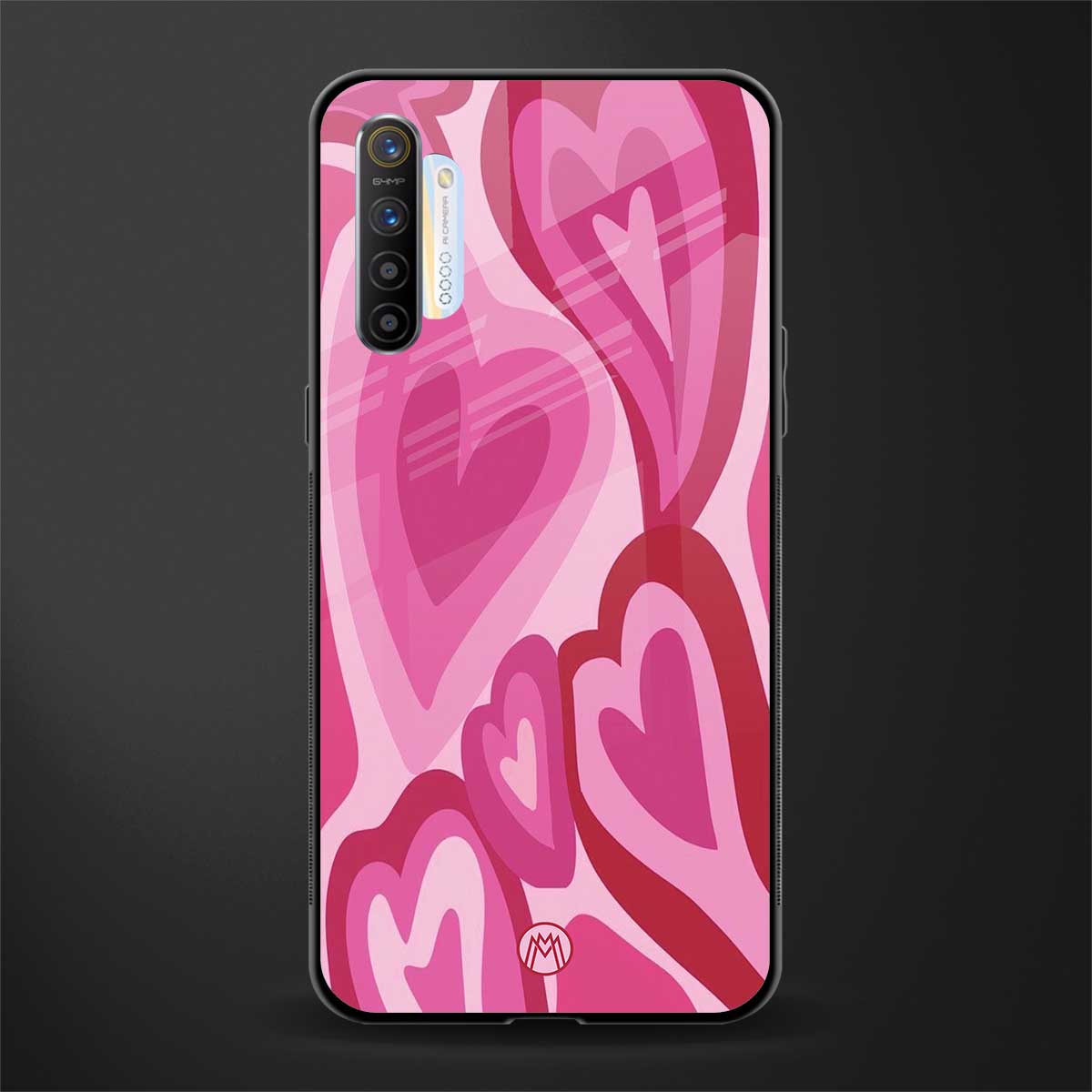 y2k pink hearts glass case for realme xt image
