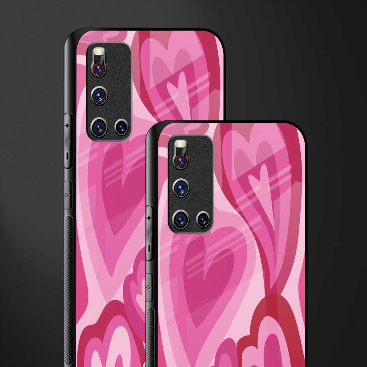y2k pink hearts glass case for vivo v19 image-2
