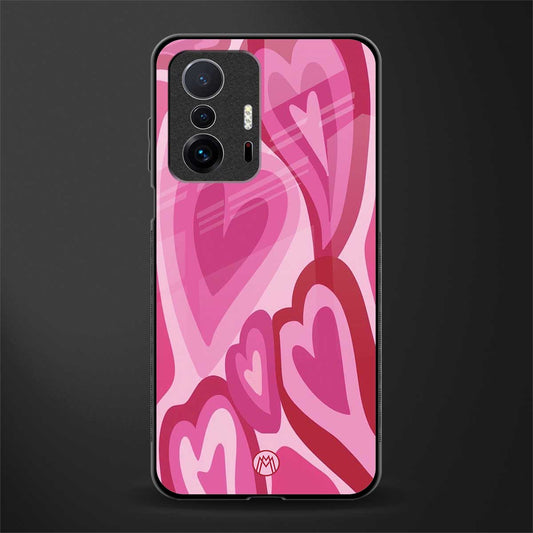 y2k pink hearts glass case for mi 11t pro 5g image