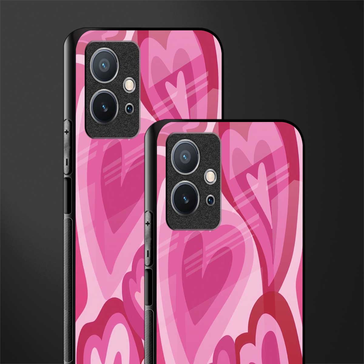 y2k pink hearts glass case for vivo y75 5g image-2