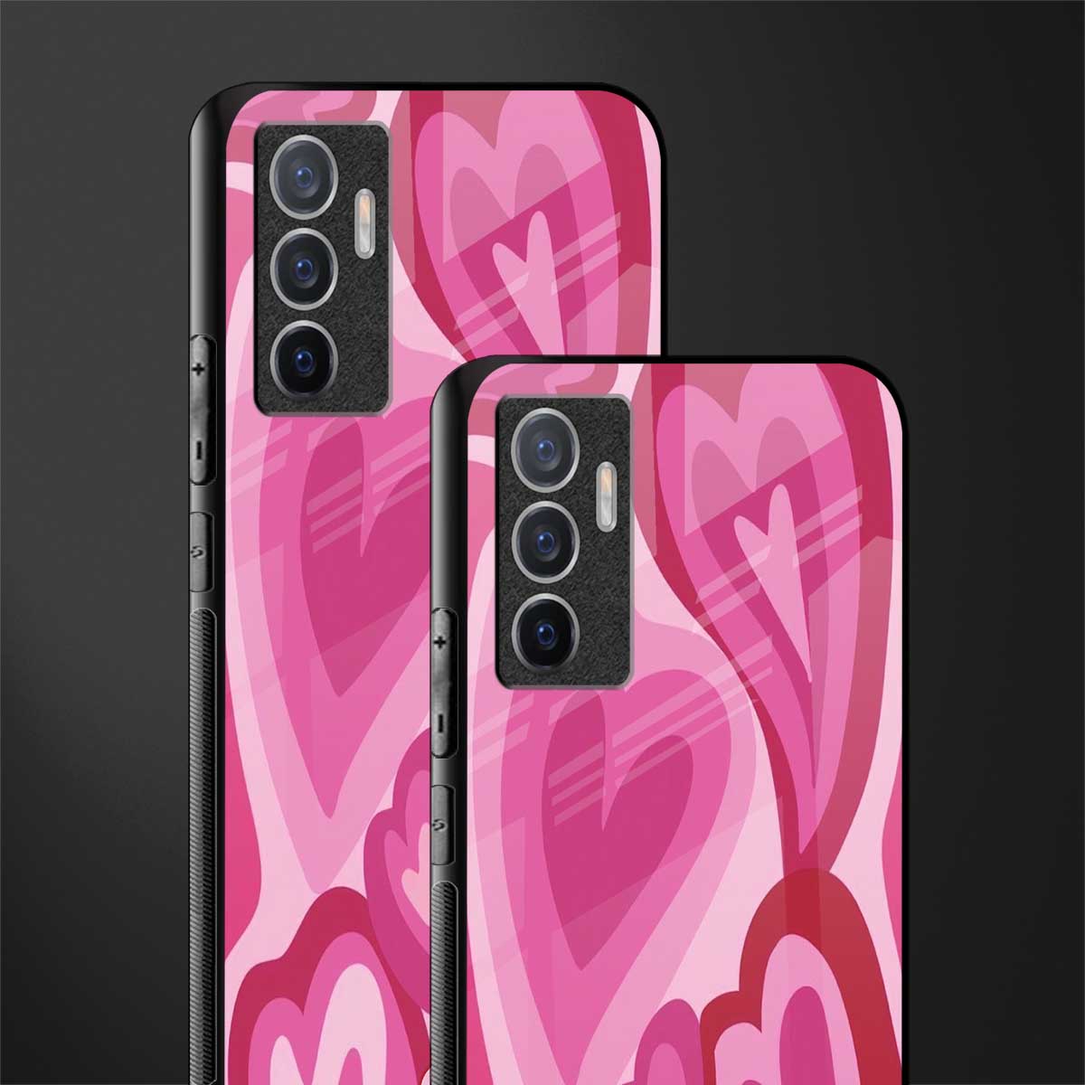 y2k pink hearts glass case for vivo v23e image-2