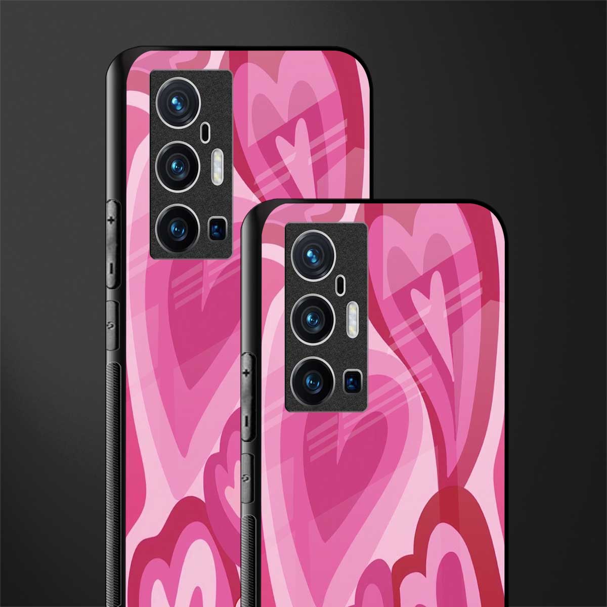y2k pink hearts glass case for vivo x70 pro plus image-2