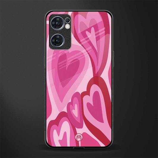 y2k pink hearts glass case for oppo reno7 5g image