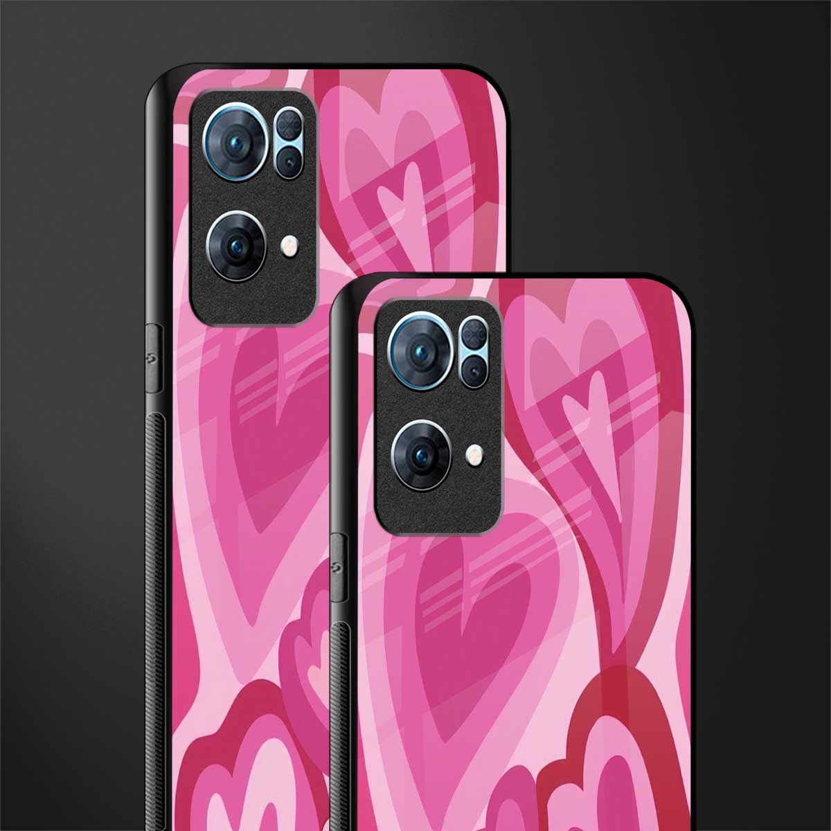 y2k pink hearts glass case for oppo reno7 pro 5g image-2