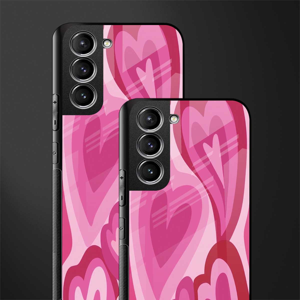 y2k pink hearts glass case for samsung galaxy s21 fe 5g image-2