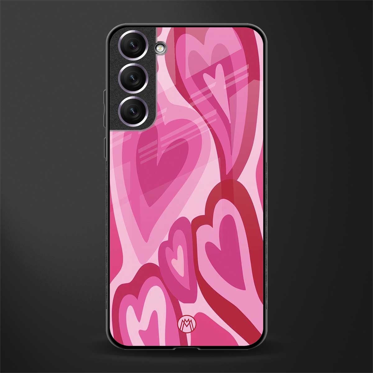 y2k pink hearts glass case for samsung galaxy s21 fe 5g image