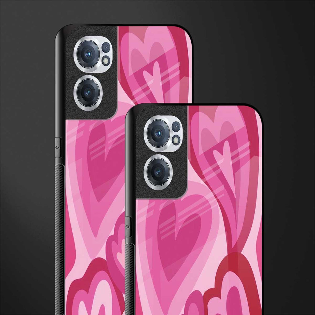 y2k pink hearts glass case for oneplus nord ce 2 5g image-2