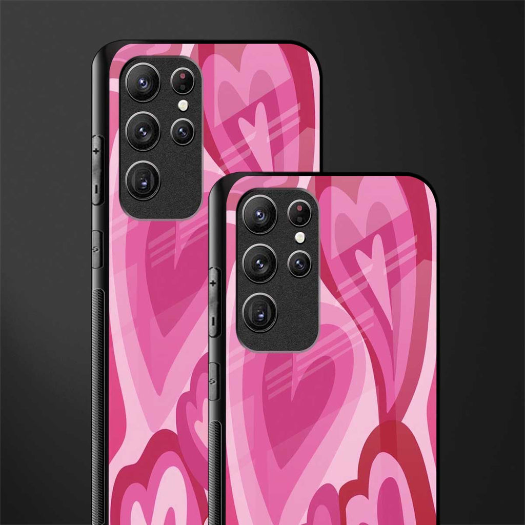 y2k pink hearts glass case for samsung galaxy s22 ultra 5g image-2