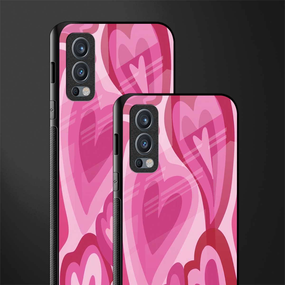 y2k pink hearts glass case for oneplus nord 2 5g image-2