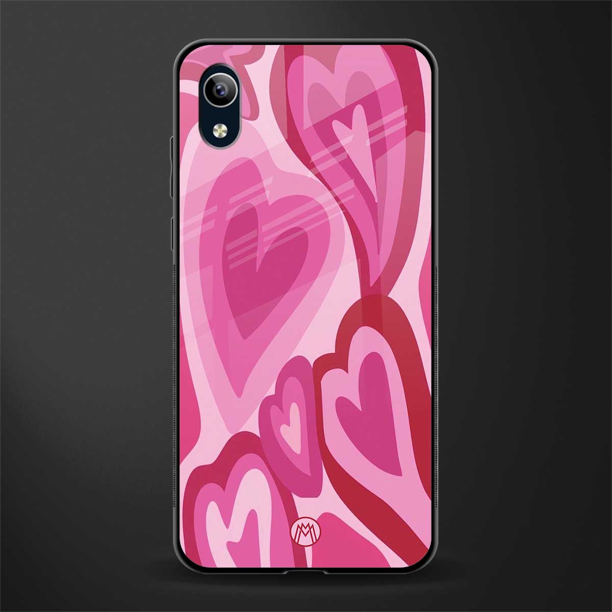 y2k pink hearts glass case for vivo y1s without fingerprint image