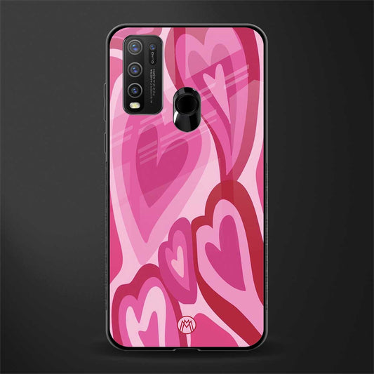 y2k pink hearts glass case for vivo y50 image