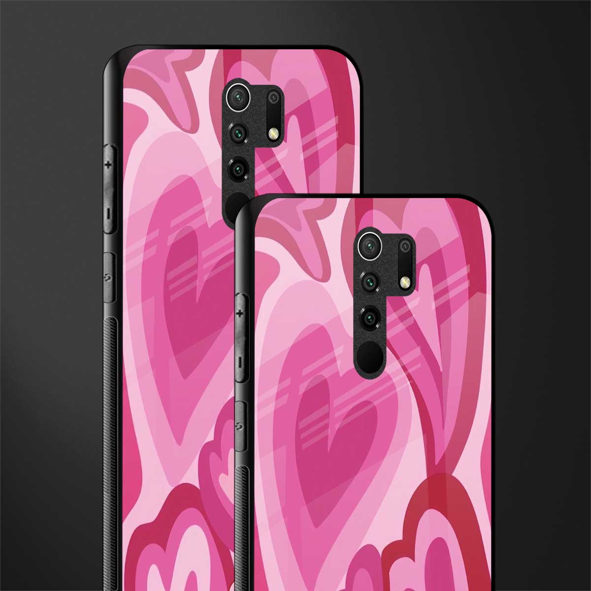 y2k pink hearts glass case for redmi 9 prime image-2