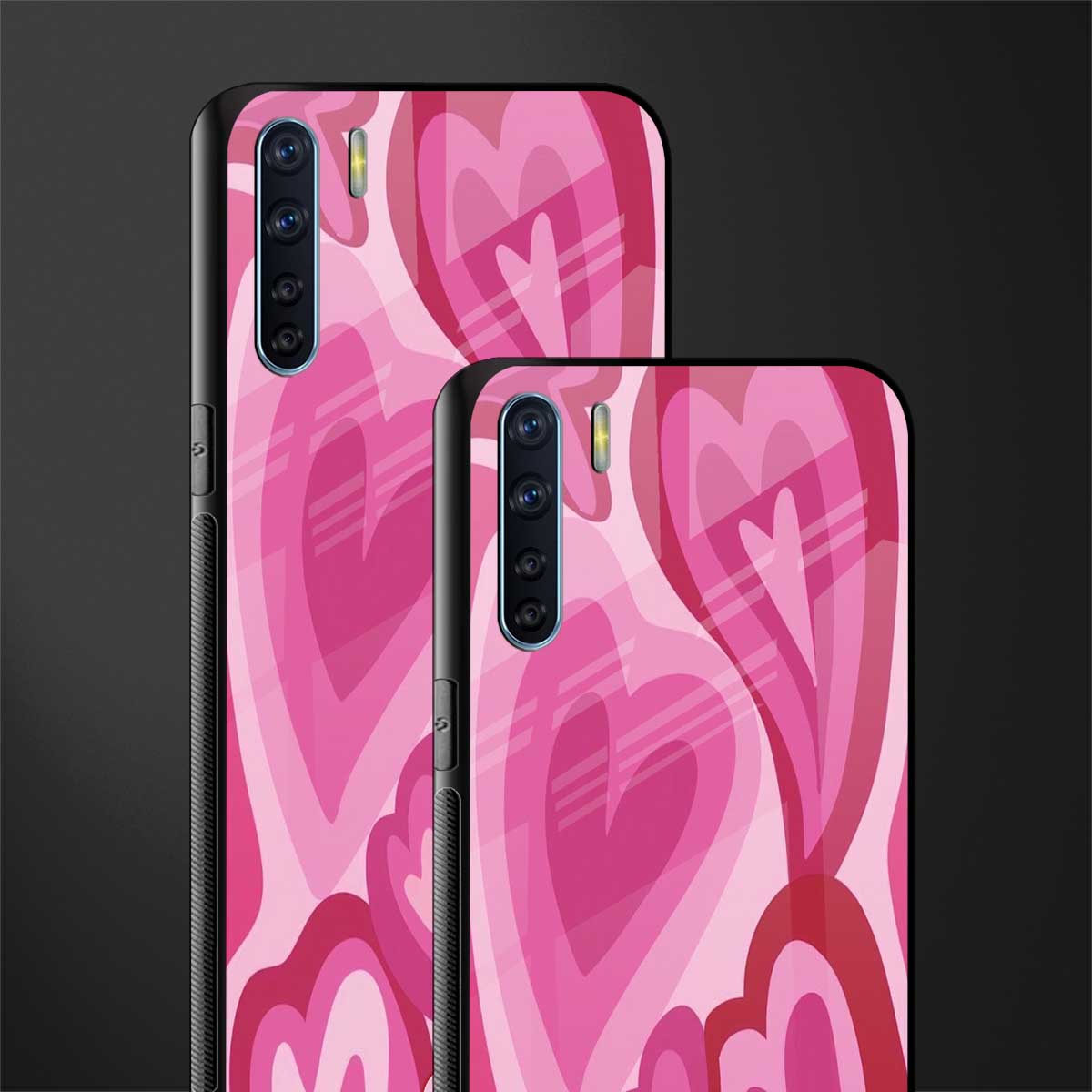 y2k pink hearts glass case for oppo f15 image-2