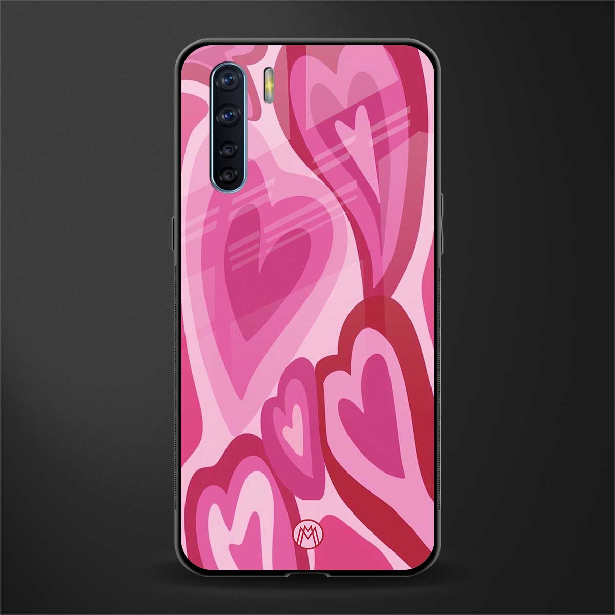 y2k pink hearts glass case for oppo f15 image
