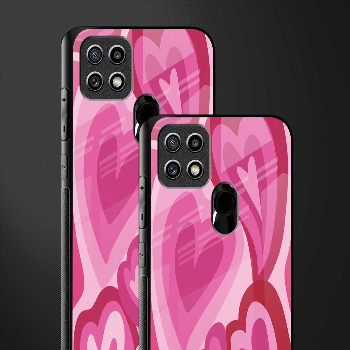 y2k pink hearts glass case for oppo a15s image-2